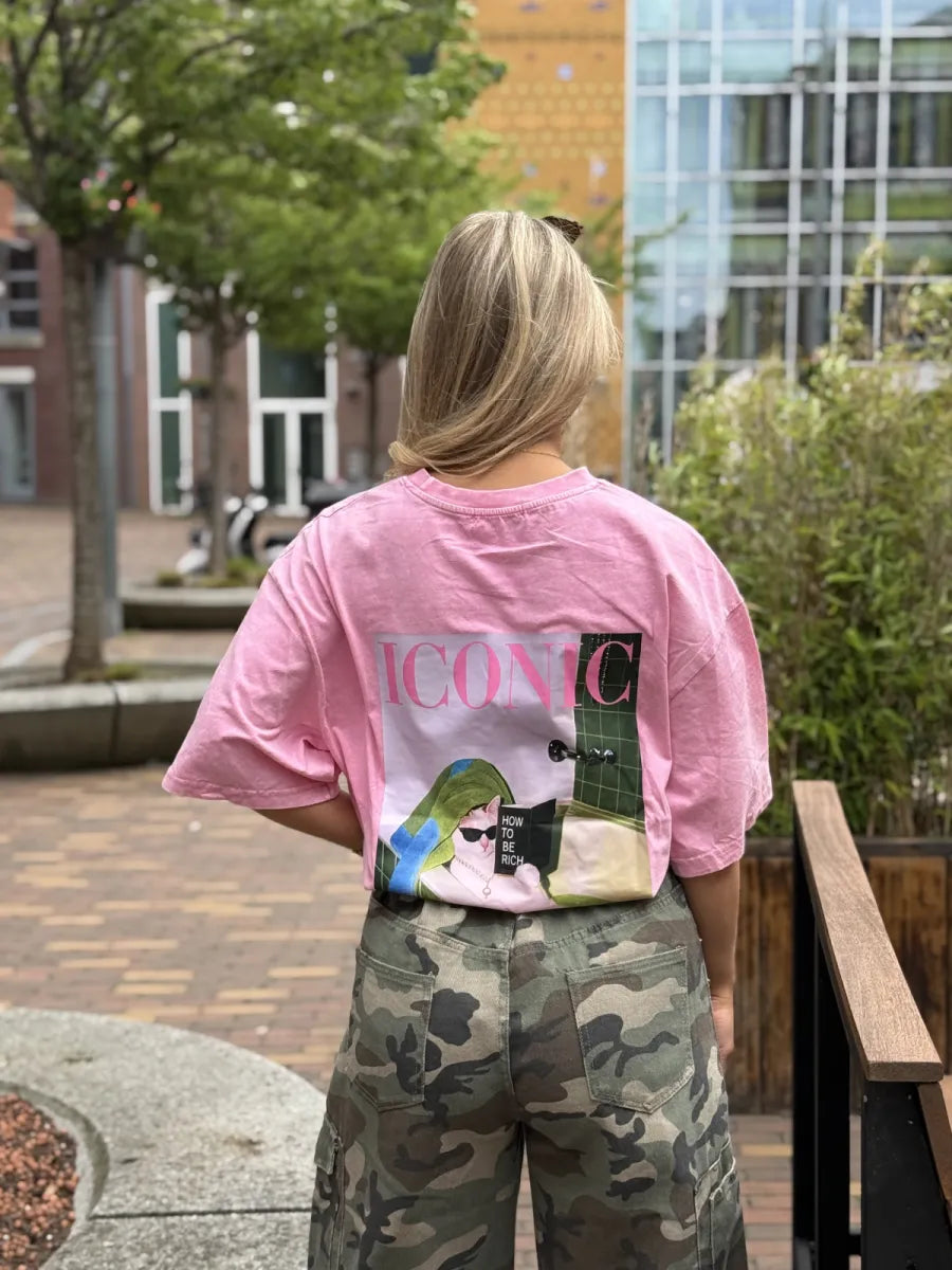  Iconic cat t-shirt - roze