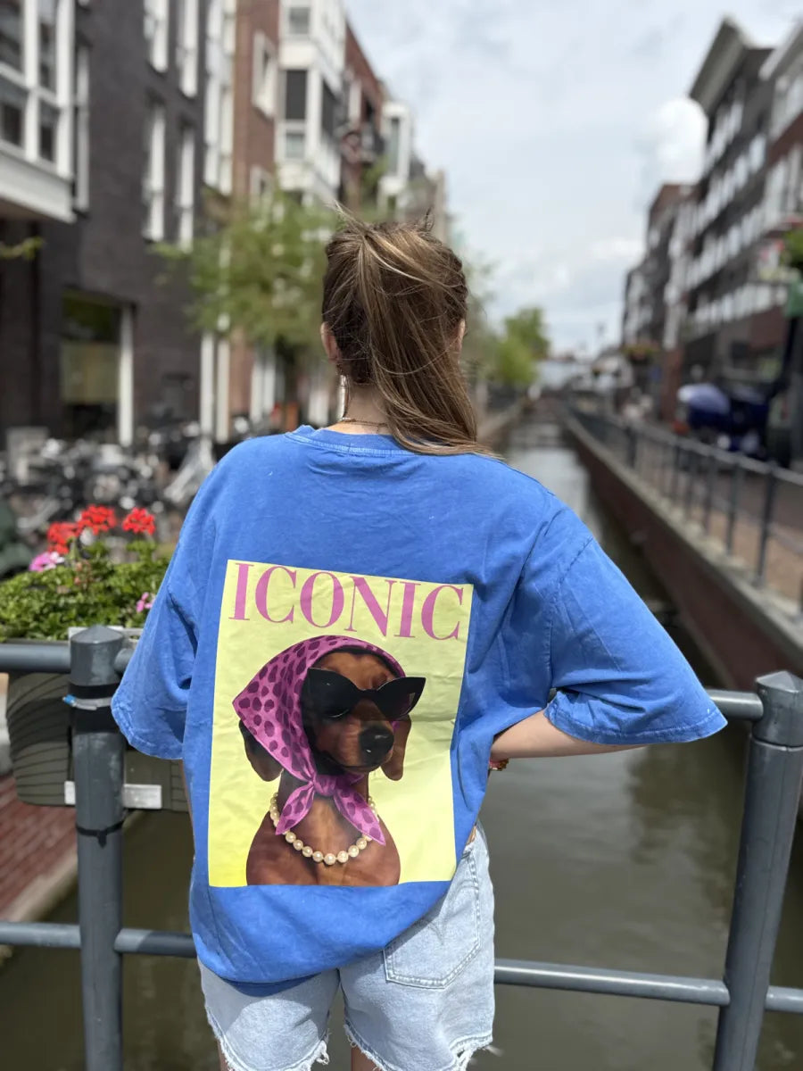  Iconic dog t-shirt - kobalt blauw