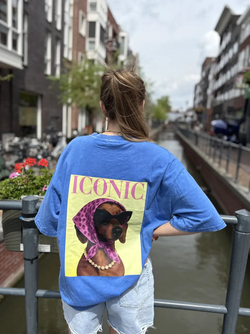  Iconic dog t-shirt - kobalt blauw