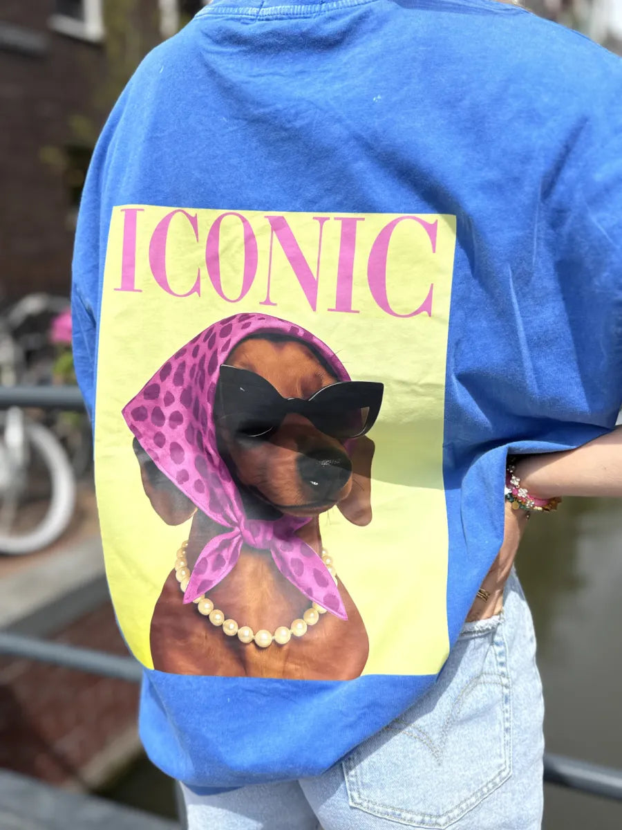  Iconic dog t-shirt - kobalt blauw