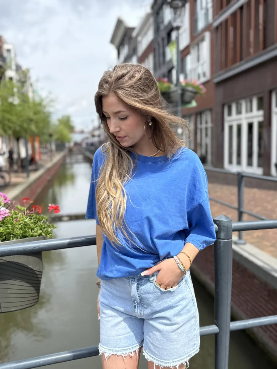  Iconic dog t-shirt - kobalt blauw