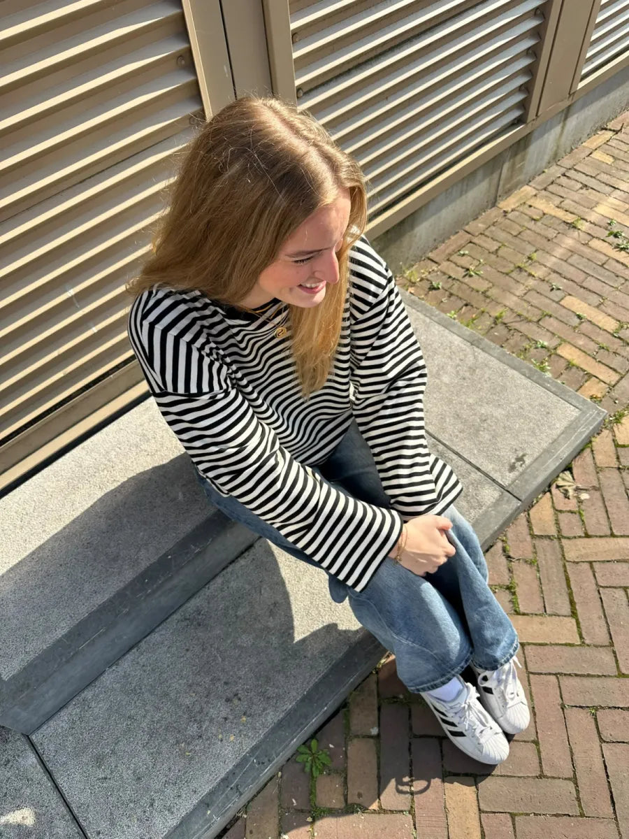  ZM - gestreepte longsleeve Jenna - zwart/ wit