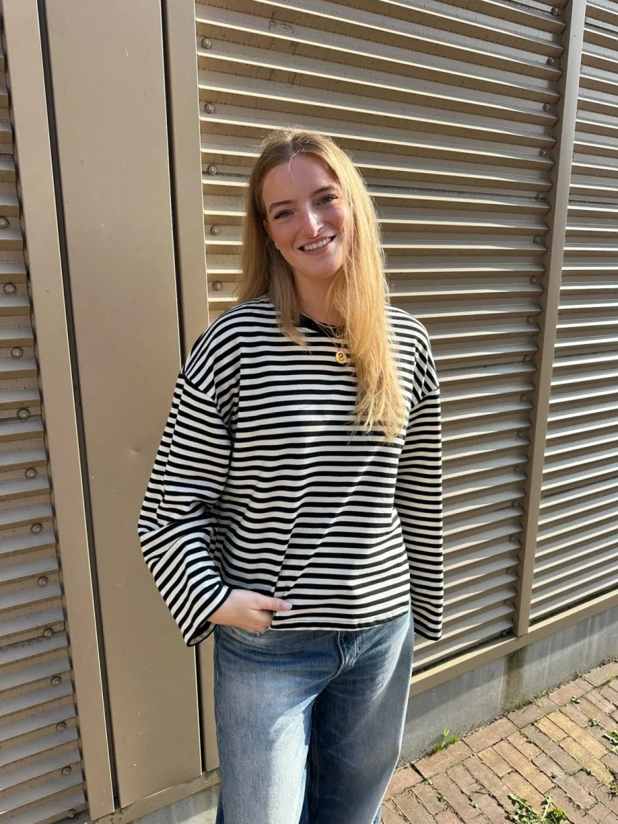  ZM - gestreepte longsleeve Jenna - zwart/ wit