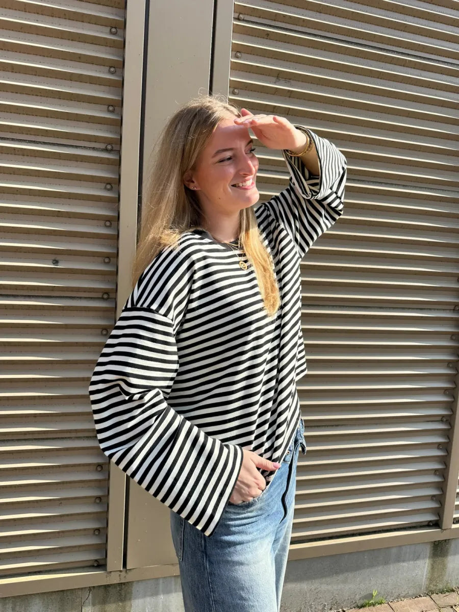  ZM - gestreepte longsleeve Jenna - zwart/ wit