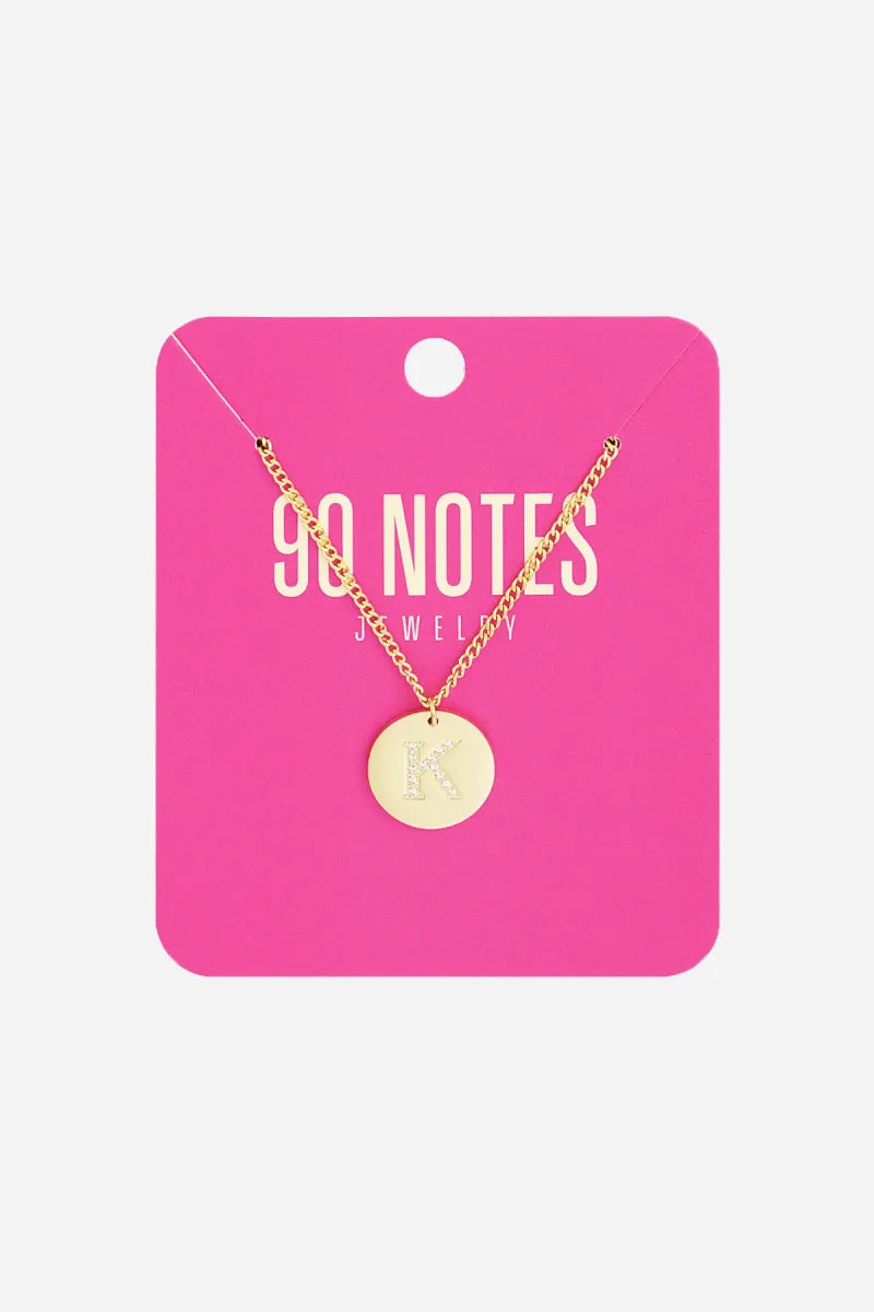  90 NOTES - strass initiaal ketting - goud