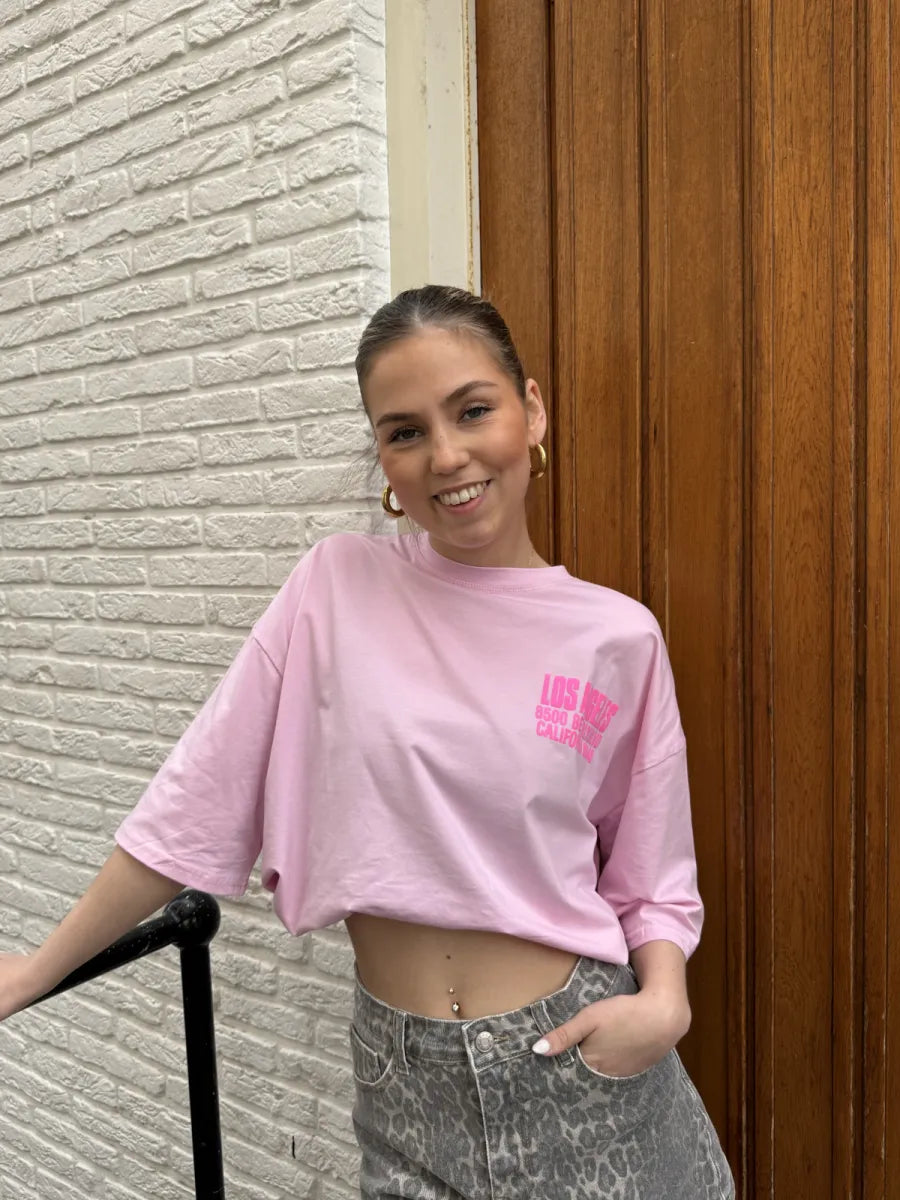  Los Angeles t-shirt - roze