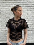  Kanten top met open rug Louise - zwart