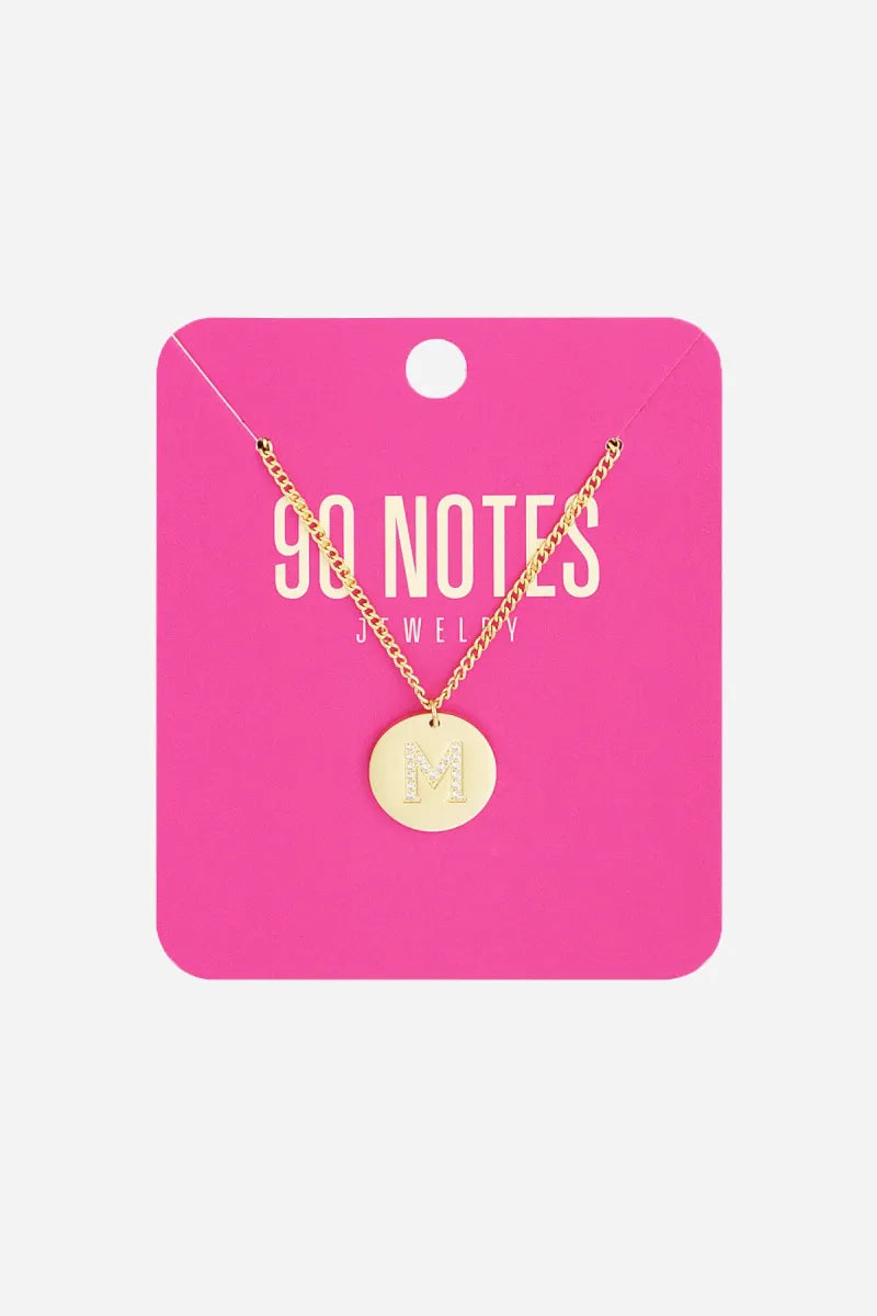  90 NOTES - strass initiaal ketting - goud