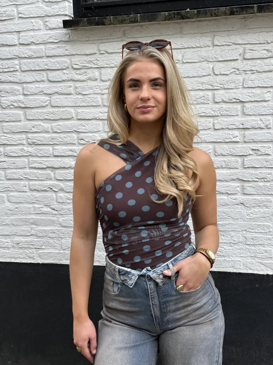  Polka dot mesh body - bruin