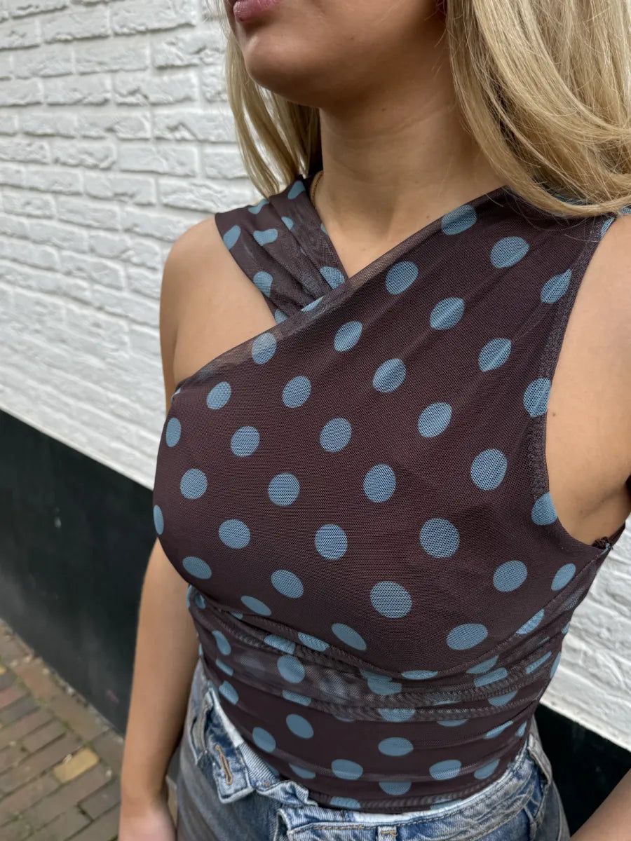  Polka dot mesh body - bruin