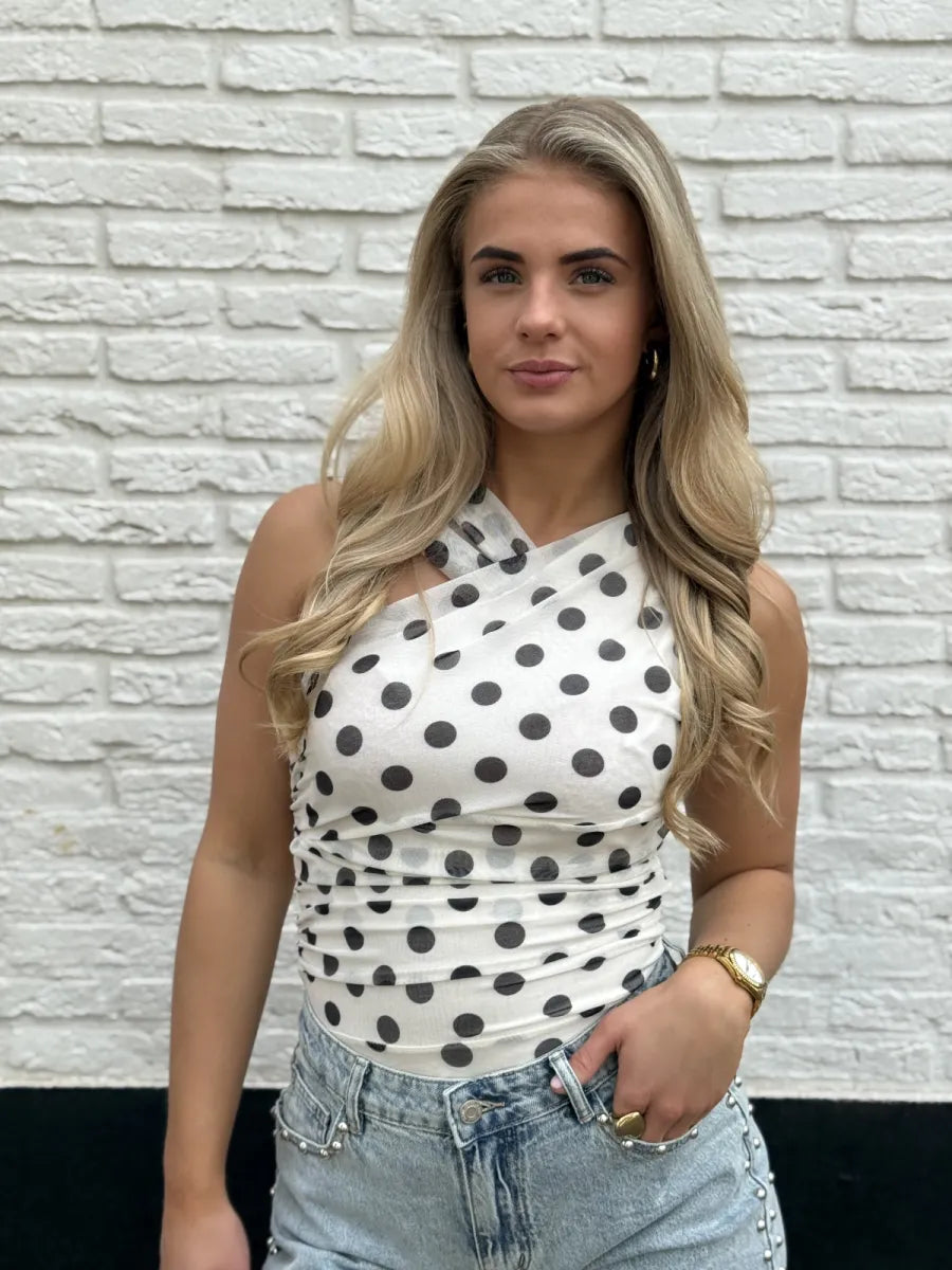  Polka dot mesh body - wit