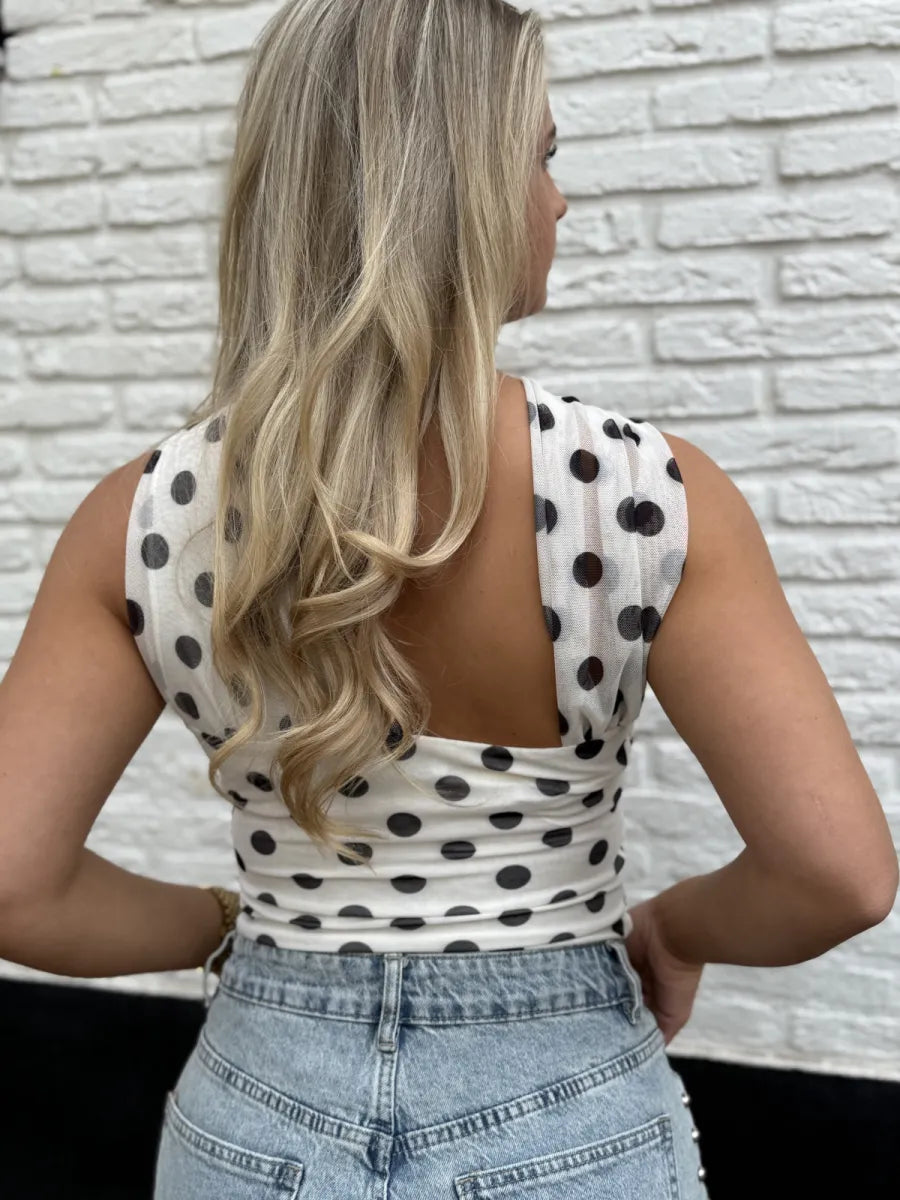  Polka dot mesh body - wit