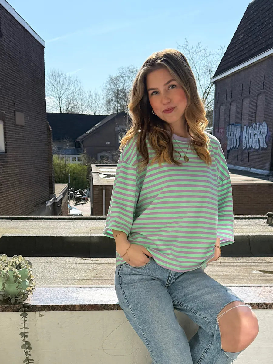  ZM - Gestreept shirt Loua - groen/ lila