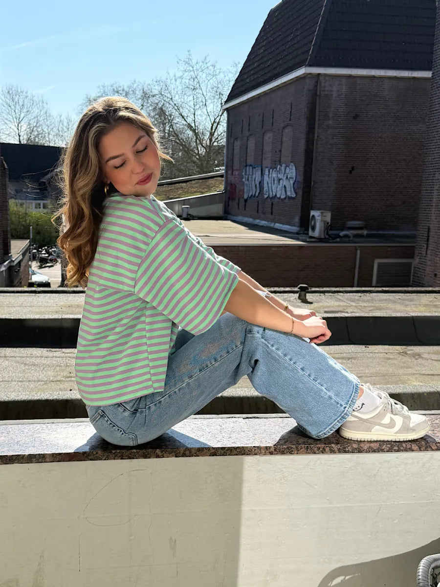  ZM - Gestreept shirt Loua - groen/ lila