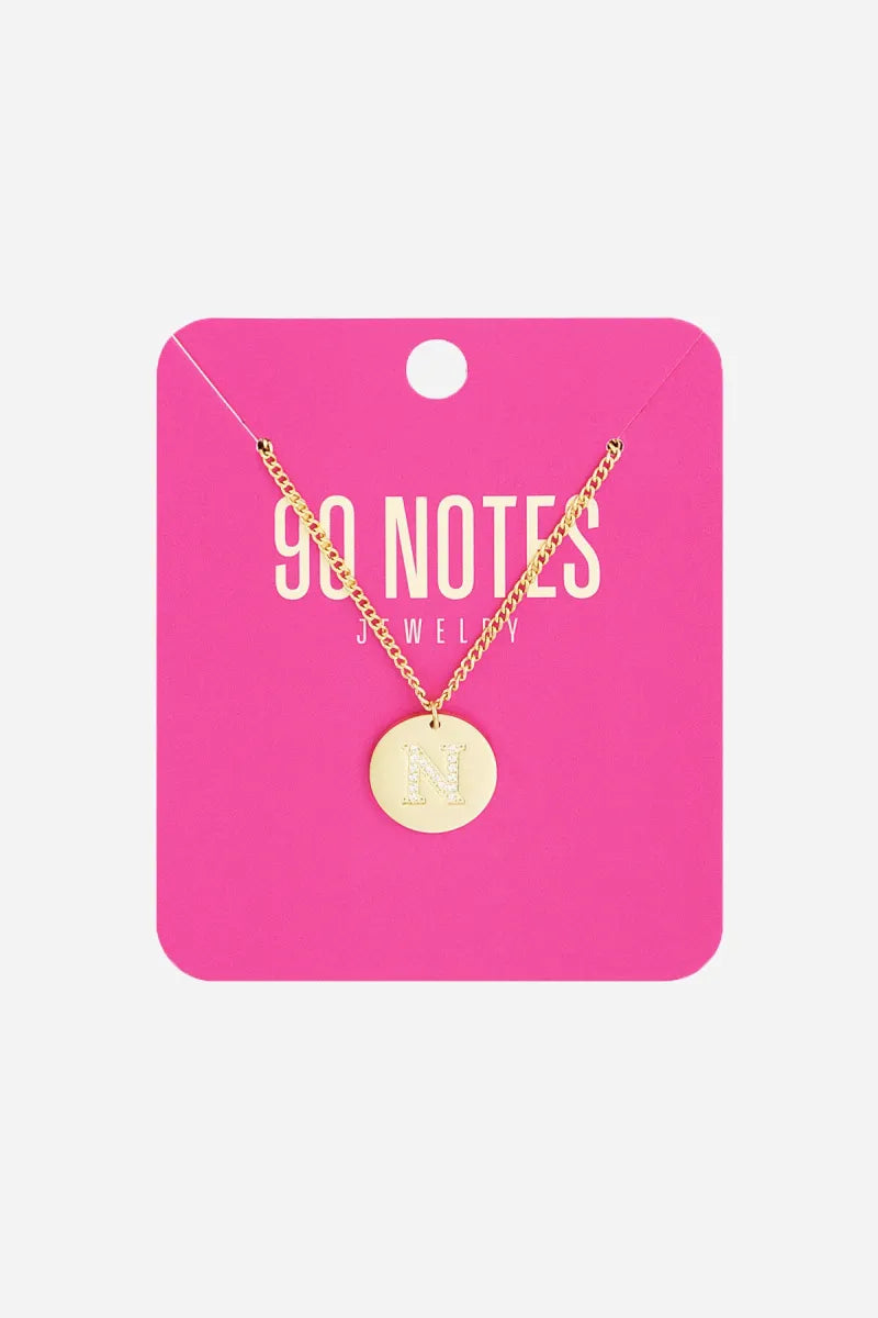 90 NOTES - strass initiaal ketting - goud