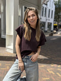  T-shirt met schouderpads Neva - aubergine