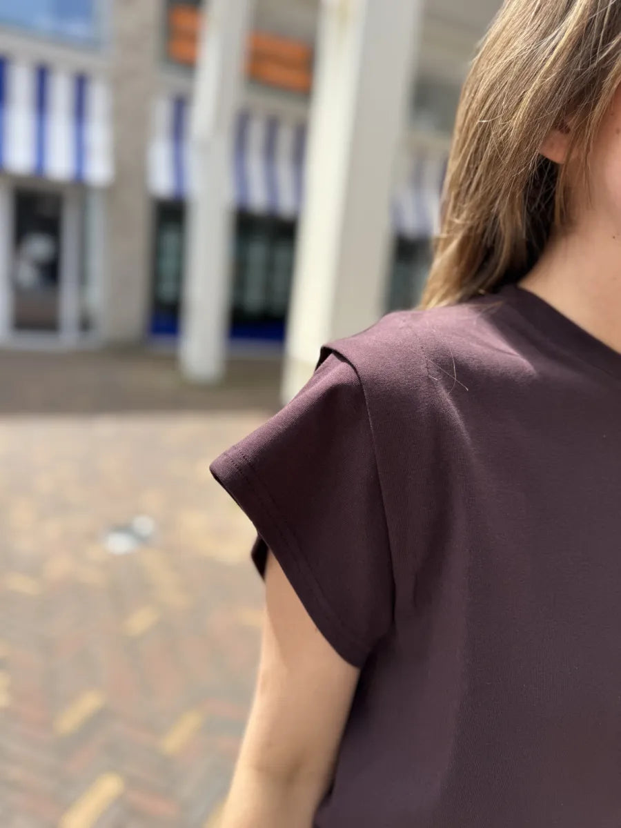  T-shirt met schouderpads Neva - aubergine