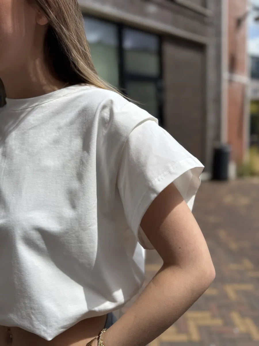  T-shirt met schouderpads Neva - wit