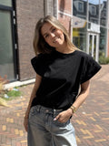  T-shirt met schouderpads Neva - zwart