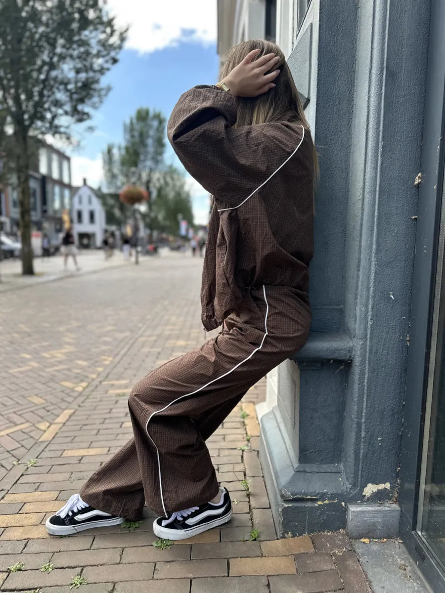  Squared trackpants Nisa - bruin