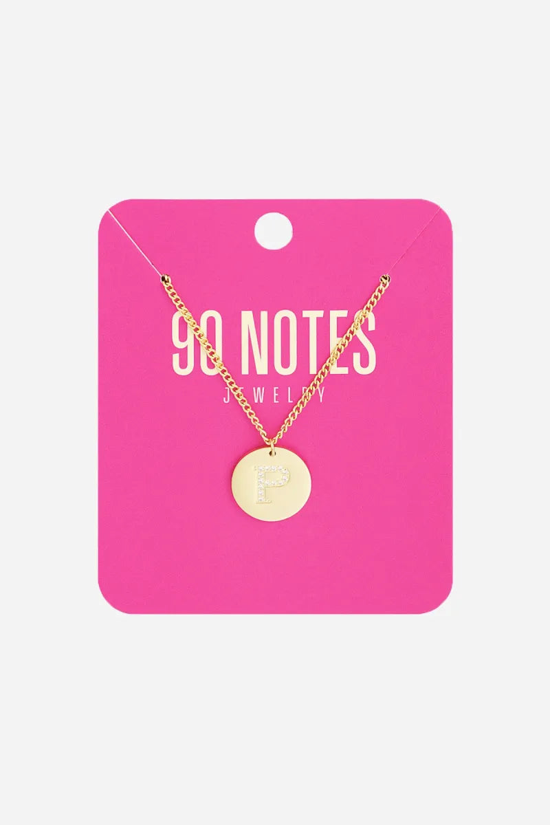  90 NOTES - strass initiaal ketting - goud