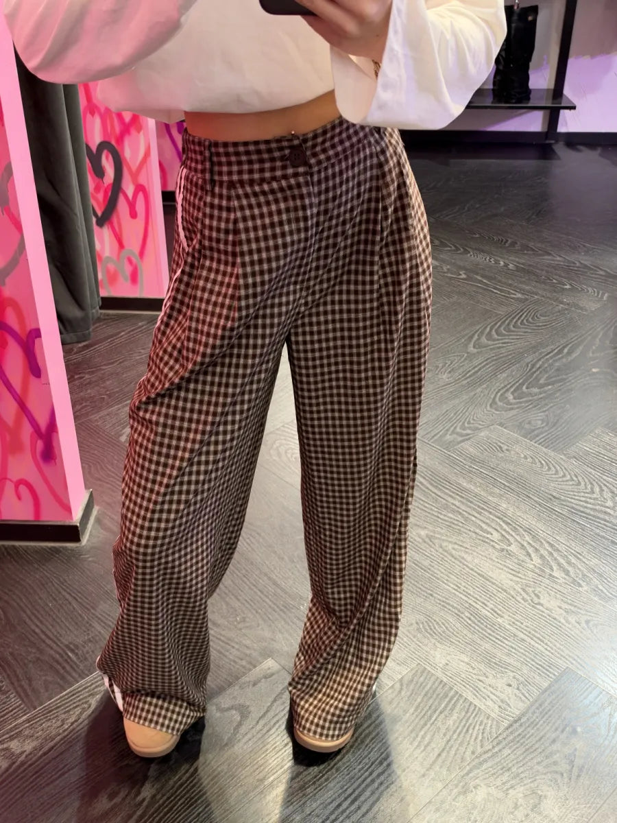  ZM - ruitprint broek Elin - bruin