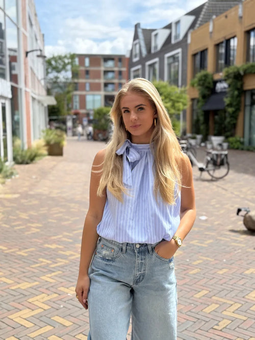  Balloon top pinstripe - blauw