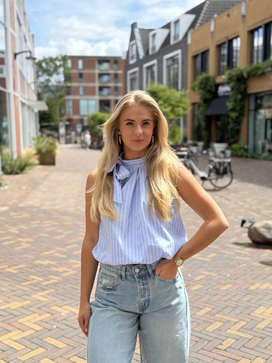  Balloon top pinstripe - blauw