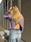  Longsleeve met overslag - prune/ lichtblauw