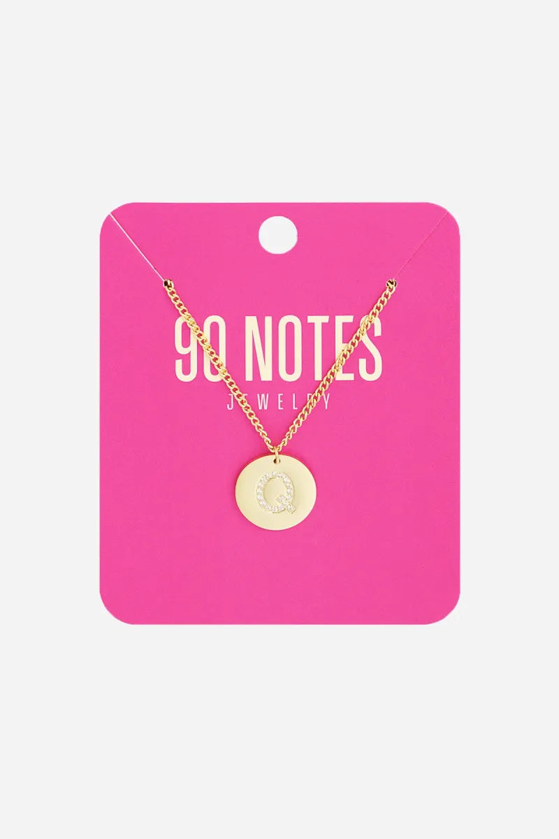  90 NOTES - strass initiaal ketting - goud