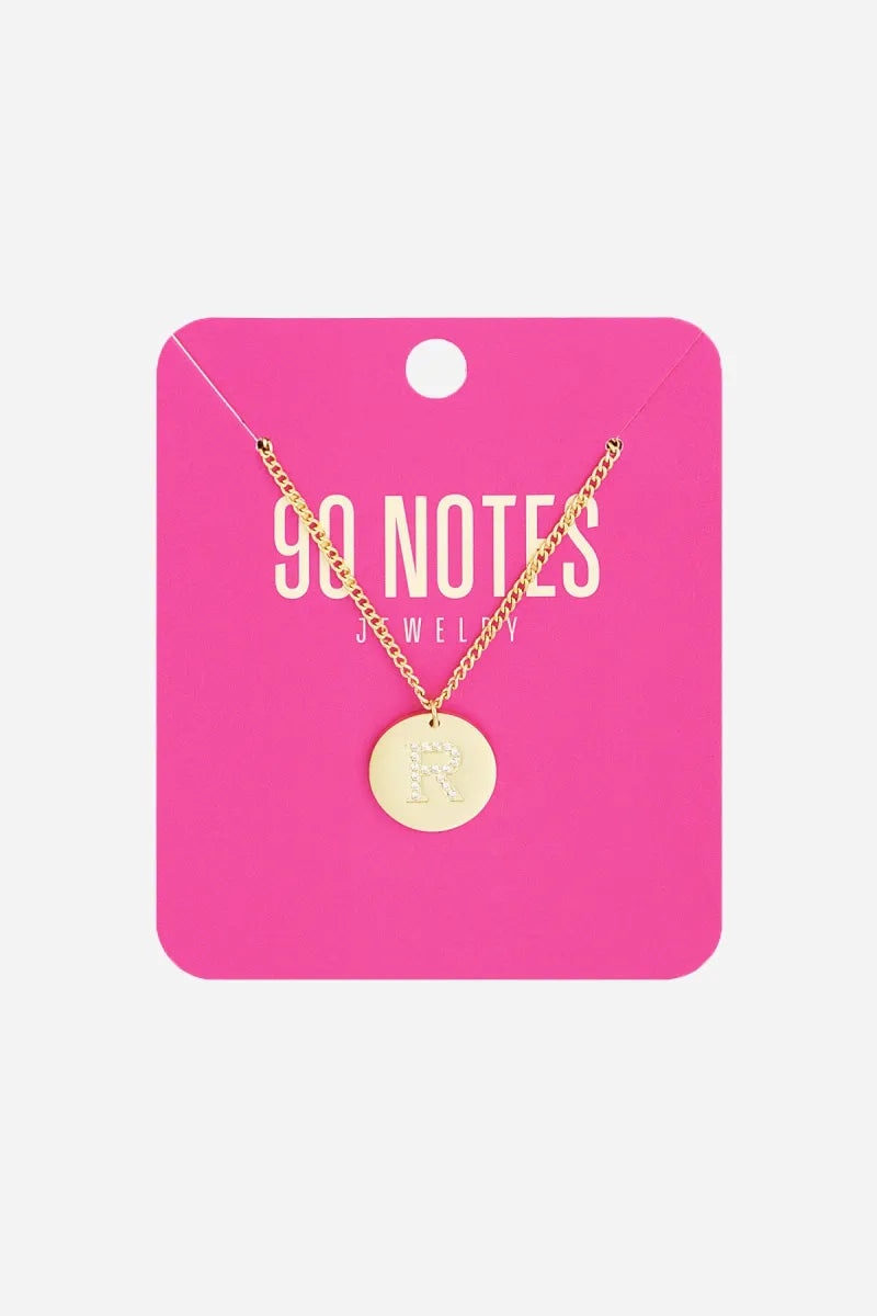  90 NOTES - strass initiaal ketting - goud
