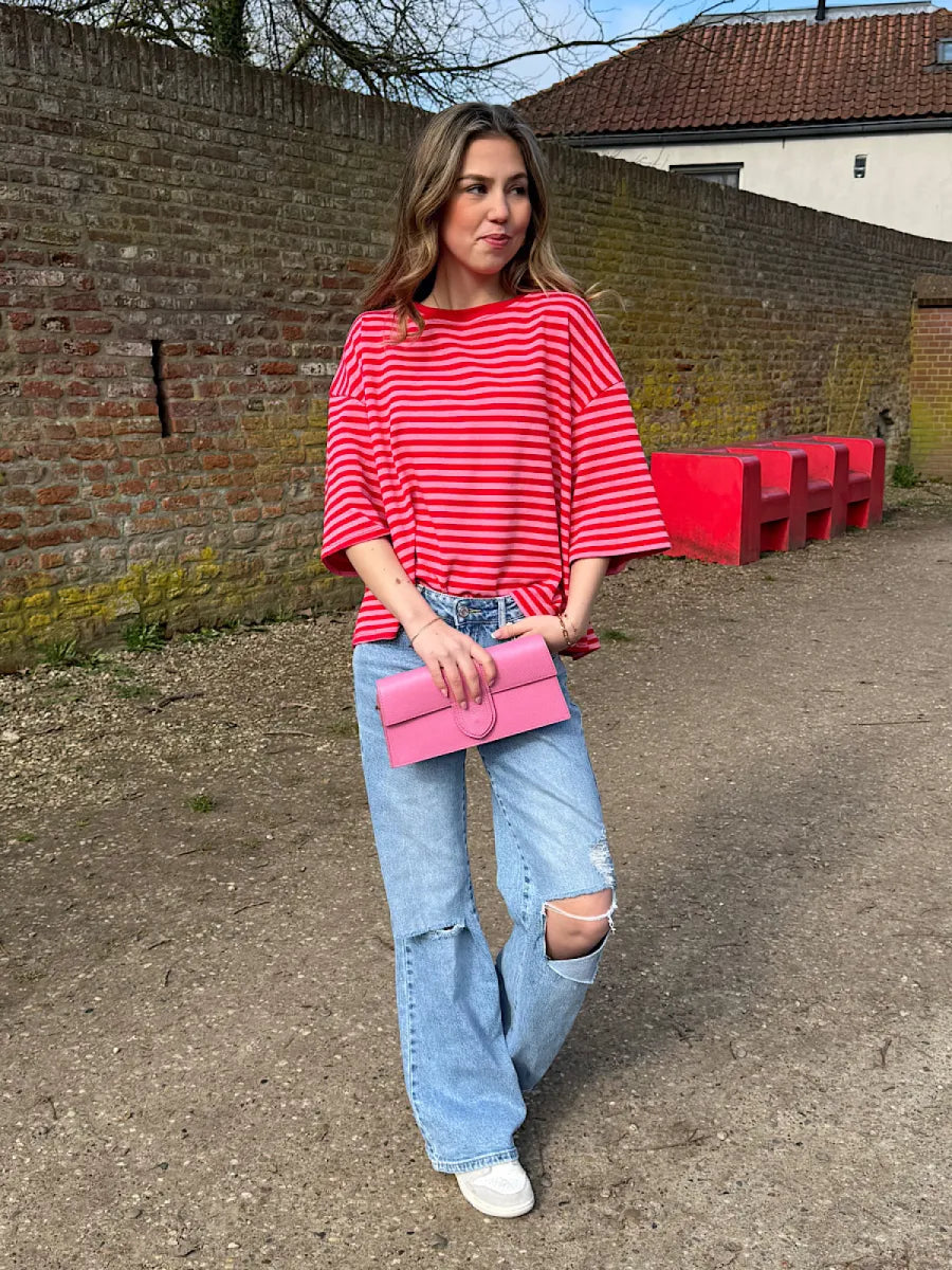  ZM - Gestreept shirt Loua - rood/ roze
