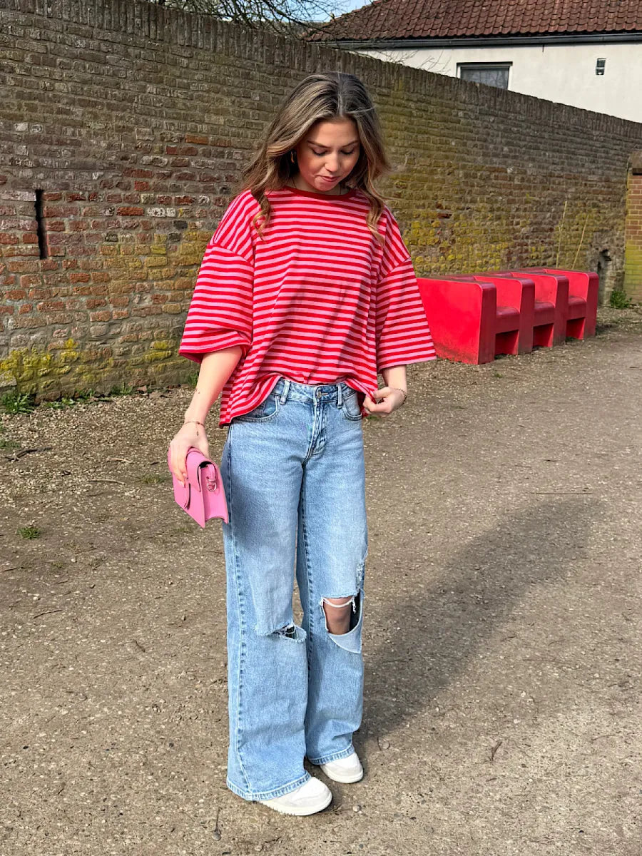  ZM - Gestreept shirt Loua - rood/ roze
