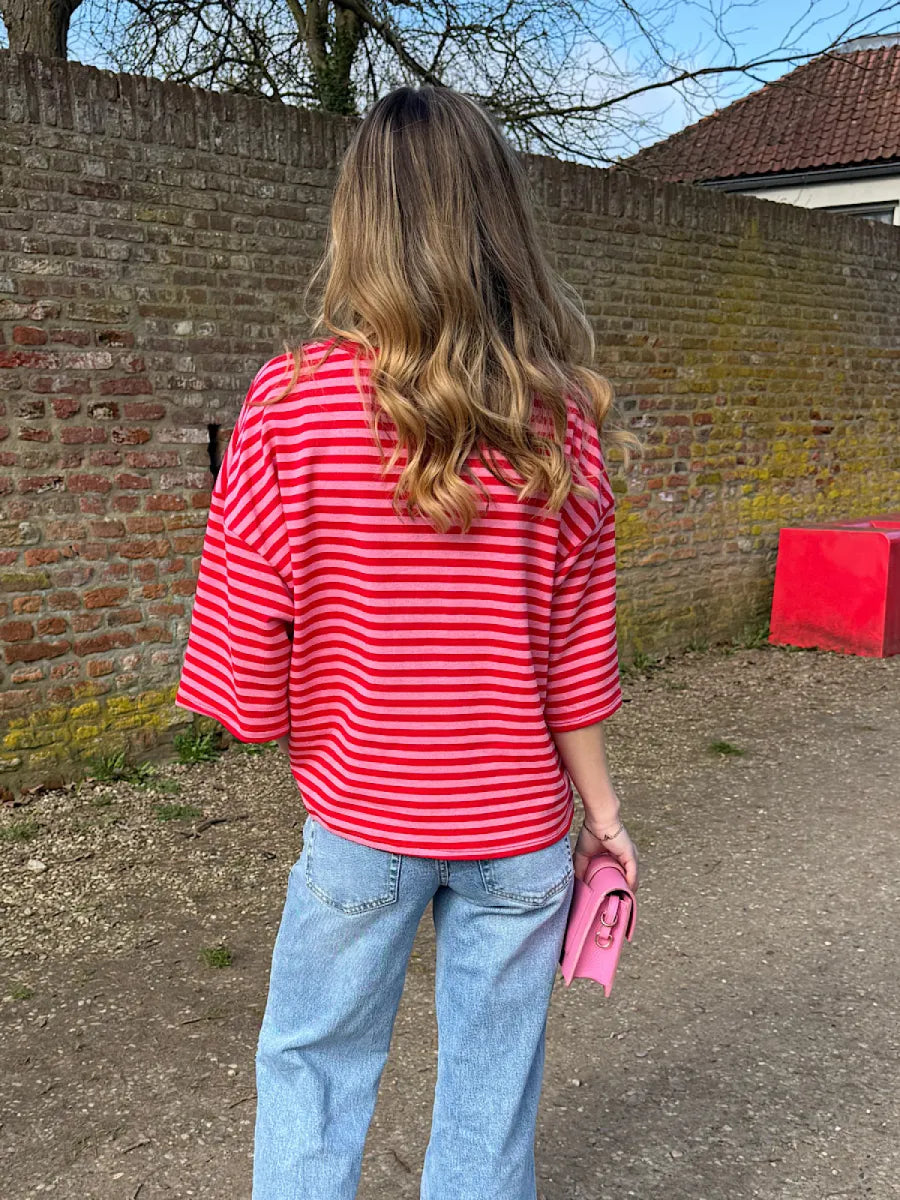  ZM - Gestreept shirt Loua - rood/ roze