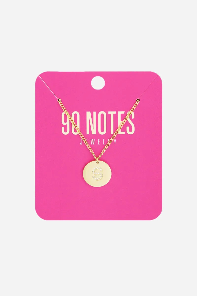  90 NOTES - strass initiaal ketting - goud