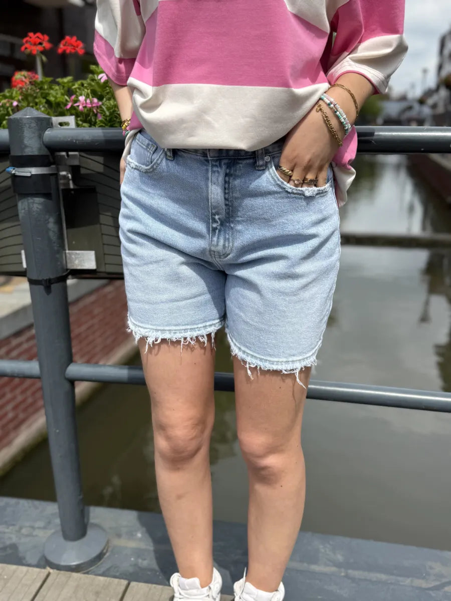  Damaged denim short 3915 - blauw