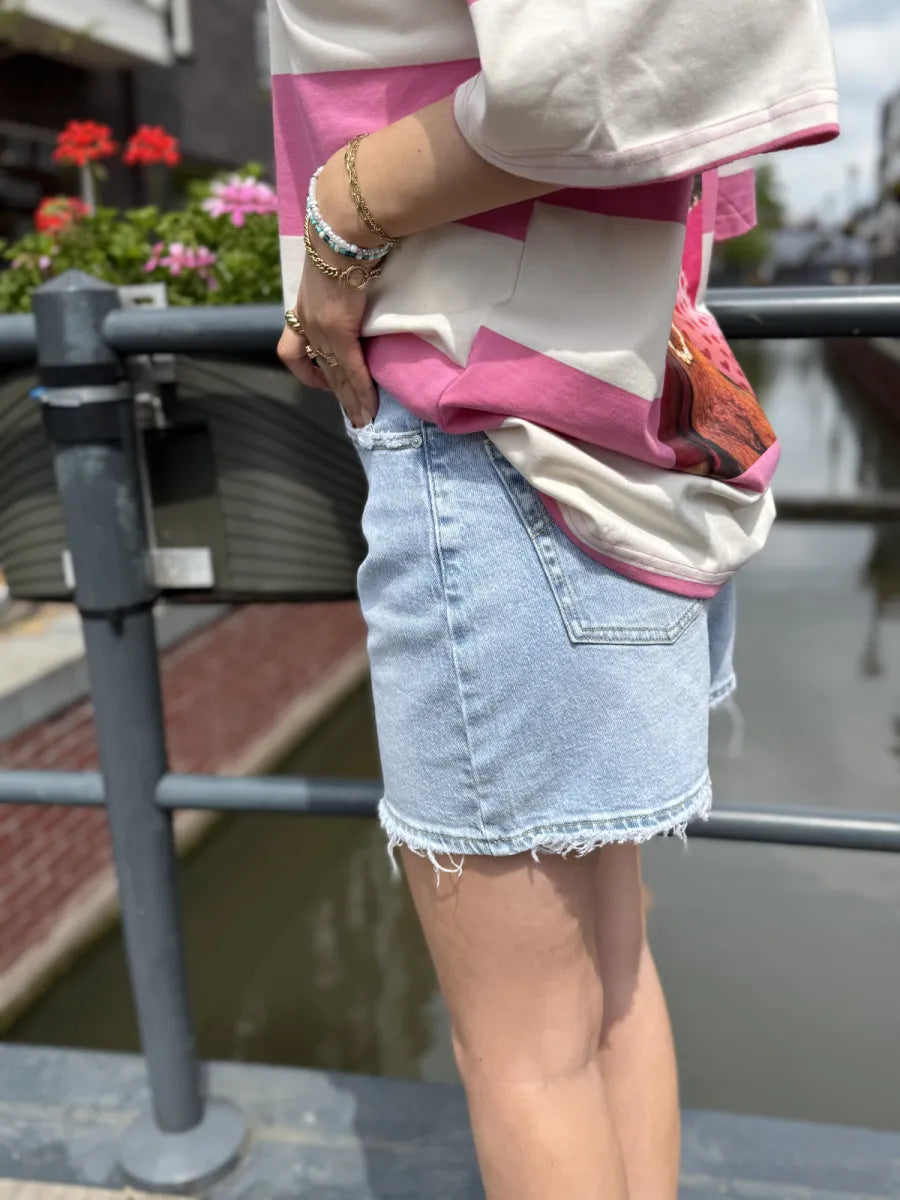  Damaged denim short 3915 - blauw