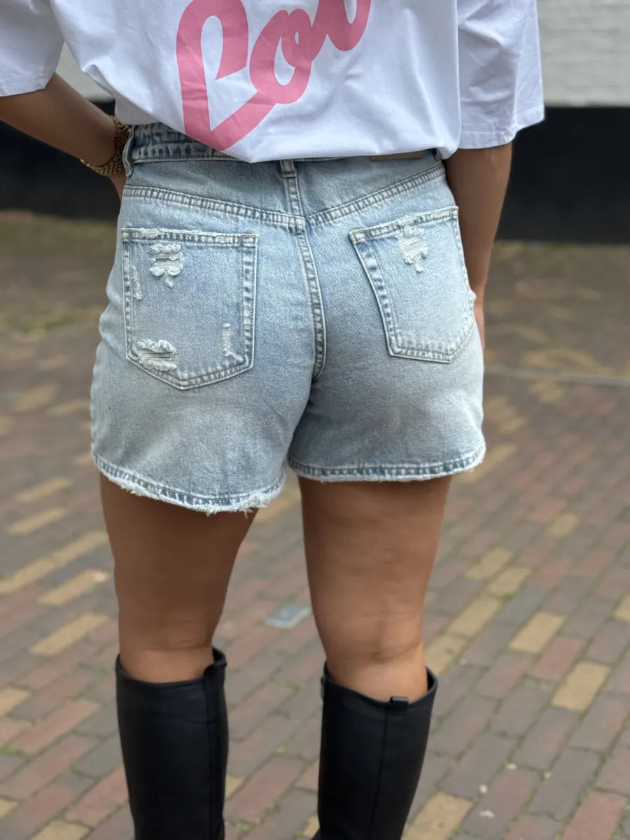  Damaged short met omslag 3976 - blauw