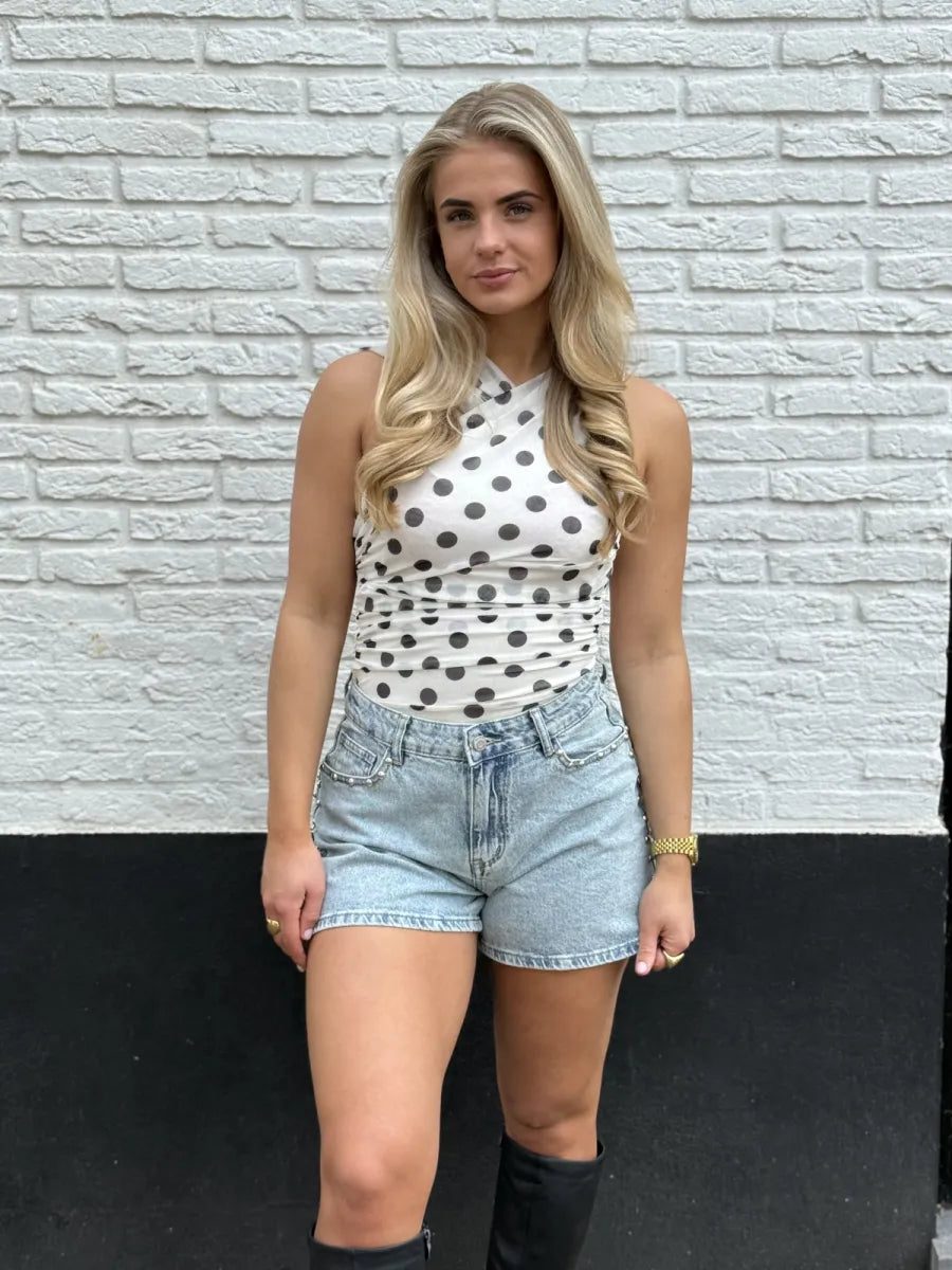  PRE ORDER! Short met side studs 9179 - blauw