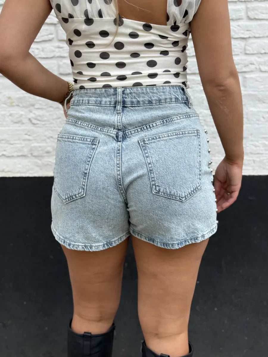  PRE ORDER! Short met side studs 9179 - blauw