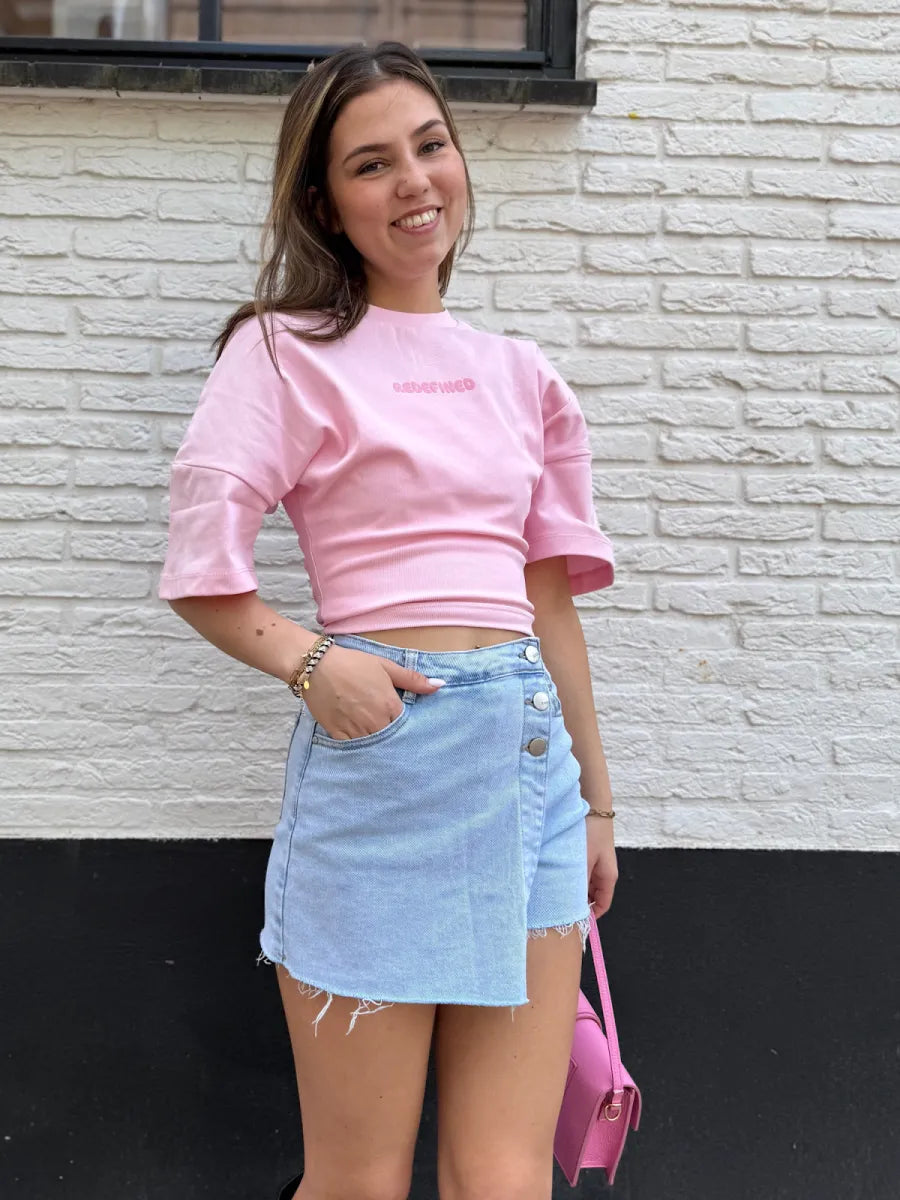  ZM - blauw denim skort 3 knopen Zari