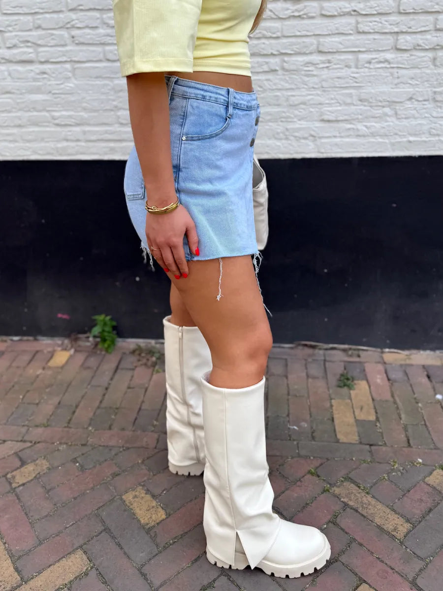  ZM - blauw denim skort 3 knopen Zari