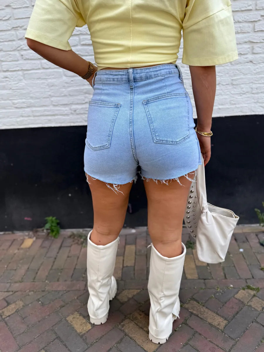  ZM - blauw denim skort 3 knopen Zari