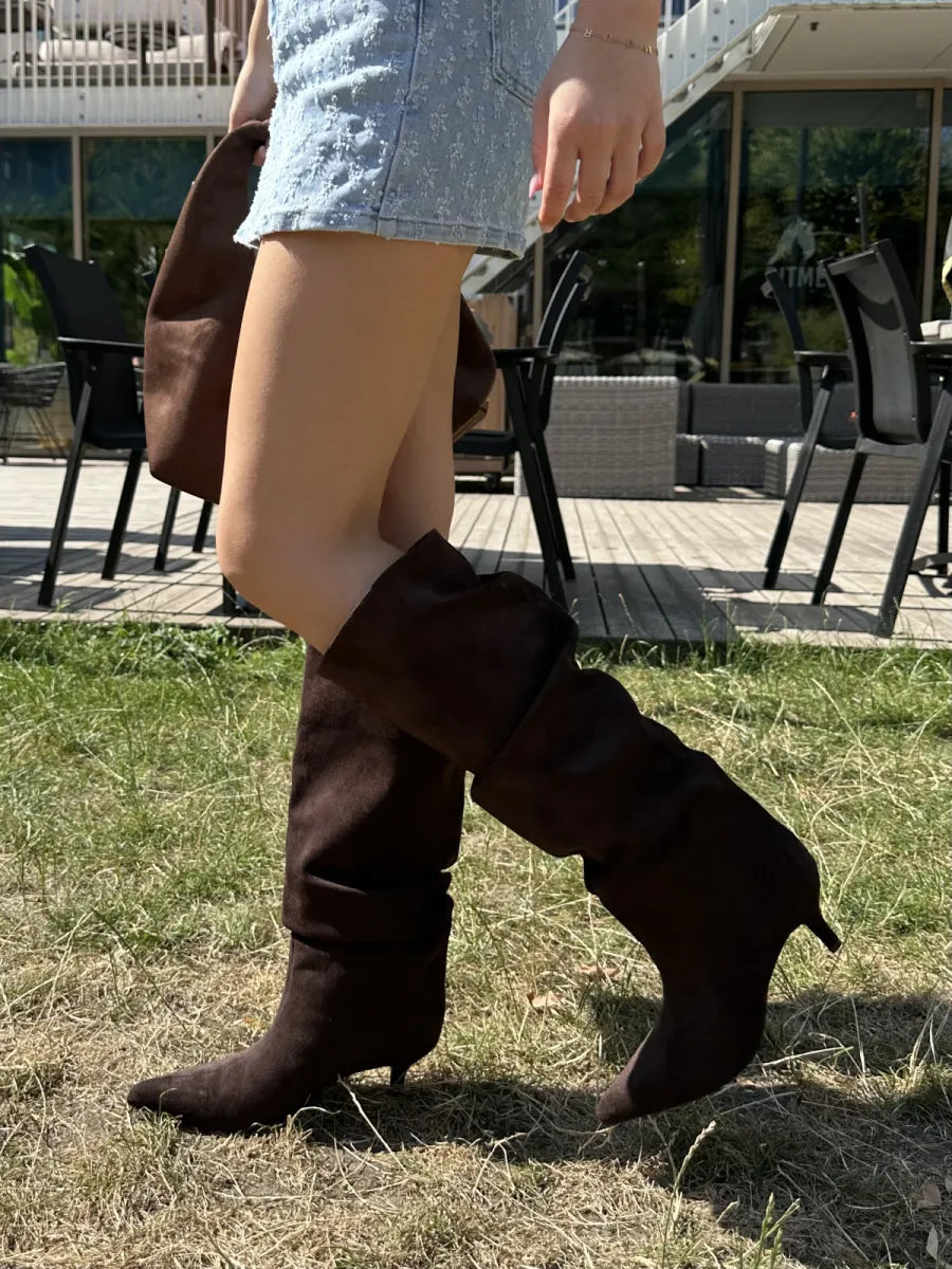  Slouchy punt laarzen - bruin