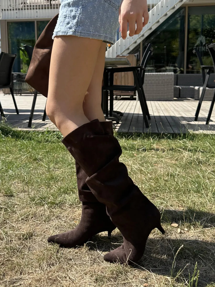  Slouchy punt laarzen - bruin