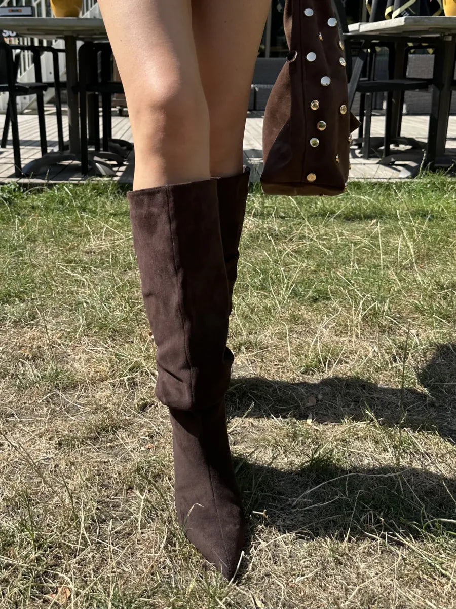  Slouchy punt laarzen - bruin