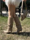  Slouchy punt laarzen - taupe