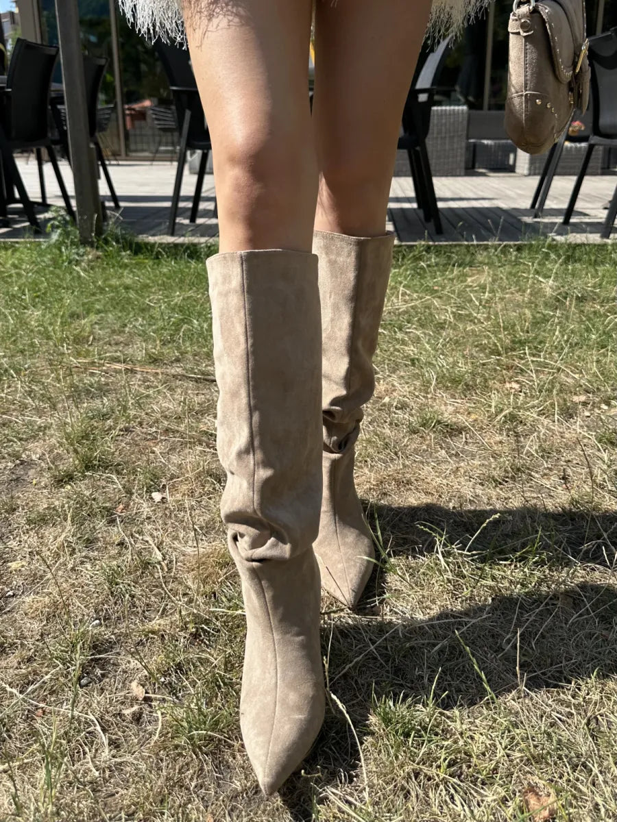  Slouchy punt laarzen - taupe