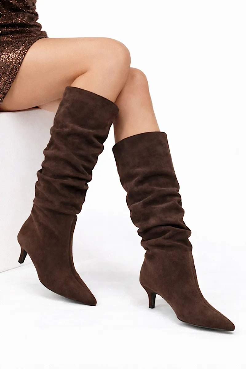  Slouchy punt laarzen - bruin
