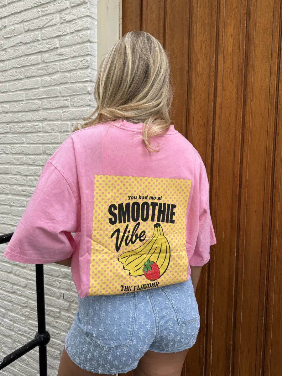  Smoothie vibe t-shirt - roze